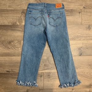 Levi’s 714 Straight Cropped Frayed Hem Jeans